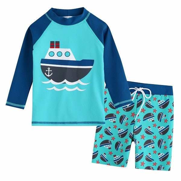 Toddler Boy - Swimsuit Set - Ocean Boat.