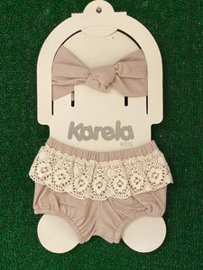 Headband and Diaper Cover Set - Sand